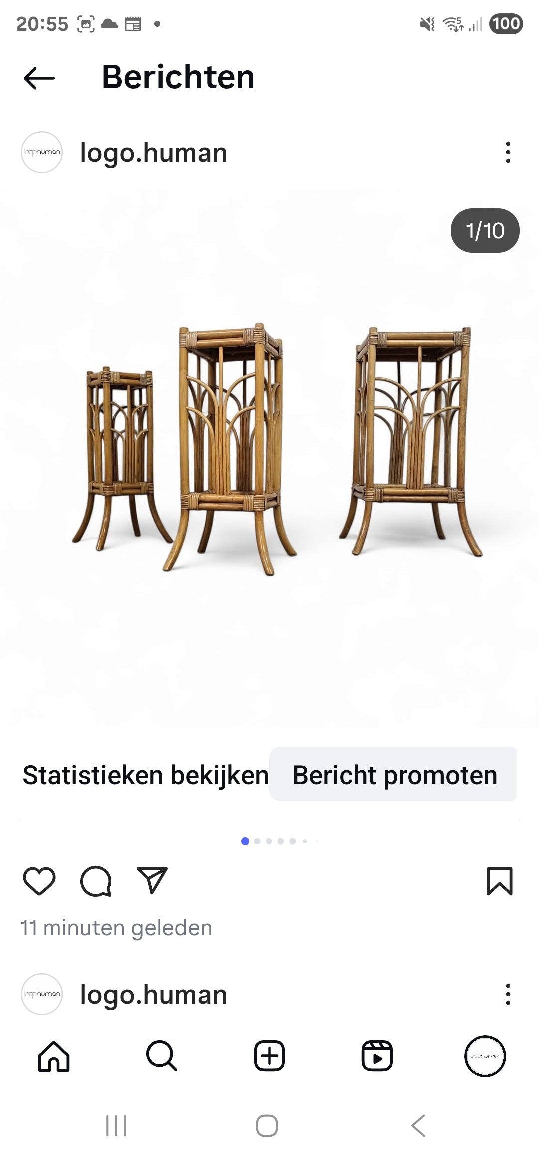 Nesting set bamboo plant stands 1970s