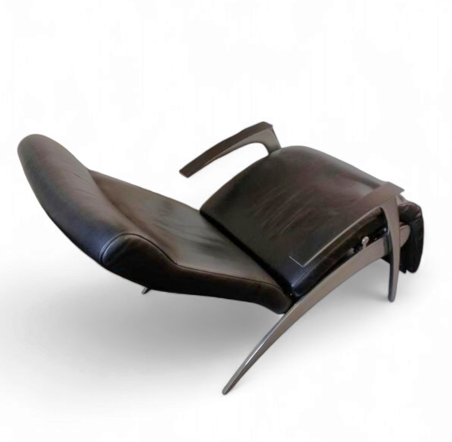 DAVID / design armchair /lounger by Interprofil / black leather good condition