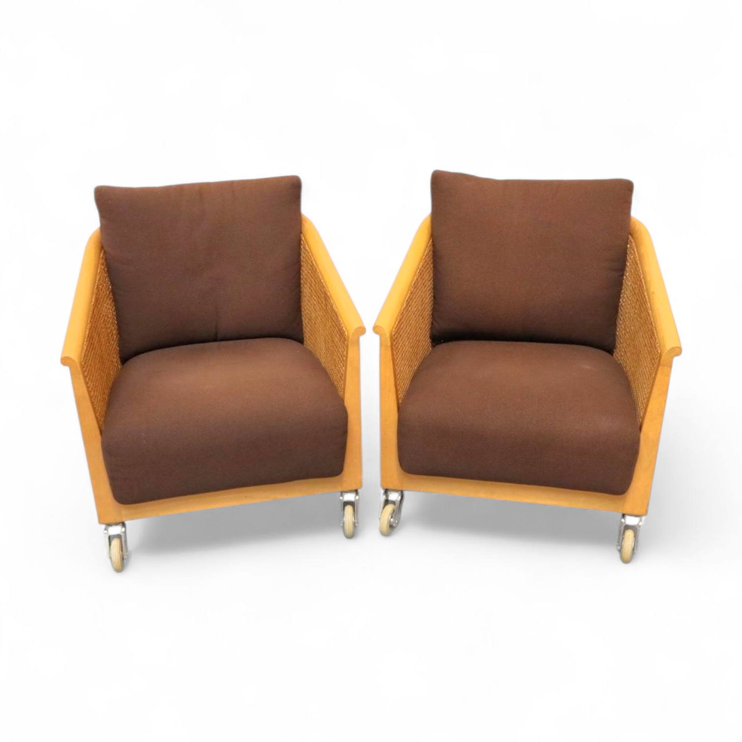 2 x woven rattan arm chairs "Mozart" by Antonio Citterio for flexform 90's