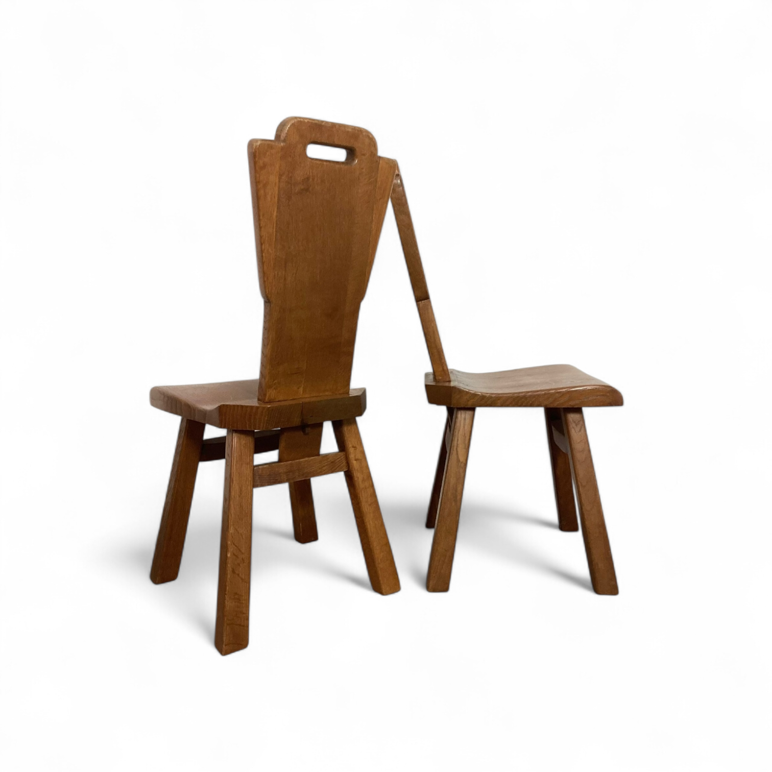 4 x Mid-Century Brutalist Dining Chairs, Belgium / 1970s