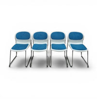 20 x Gerd Lange West German Chrome SM 400 Swing Chairs / Blue upholstery / 1990s