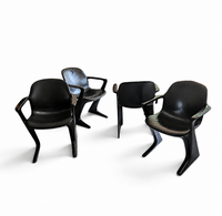 4 x Kangaroo Z-chair / Ernst Moeckl for Horn Collection 1960s / Black leather upholstery / Ernst Moeckl / Horn Collection