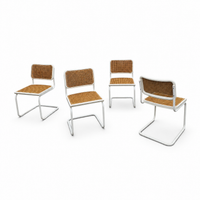 4 x cantilever white Cesca chair by Marcel Breuer B32 model / Bauhaus 1970s / made in Italy