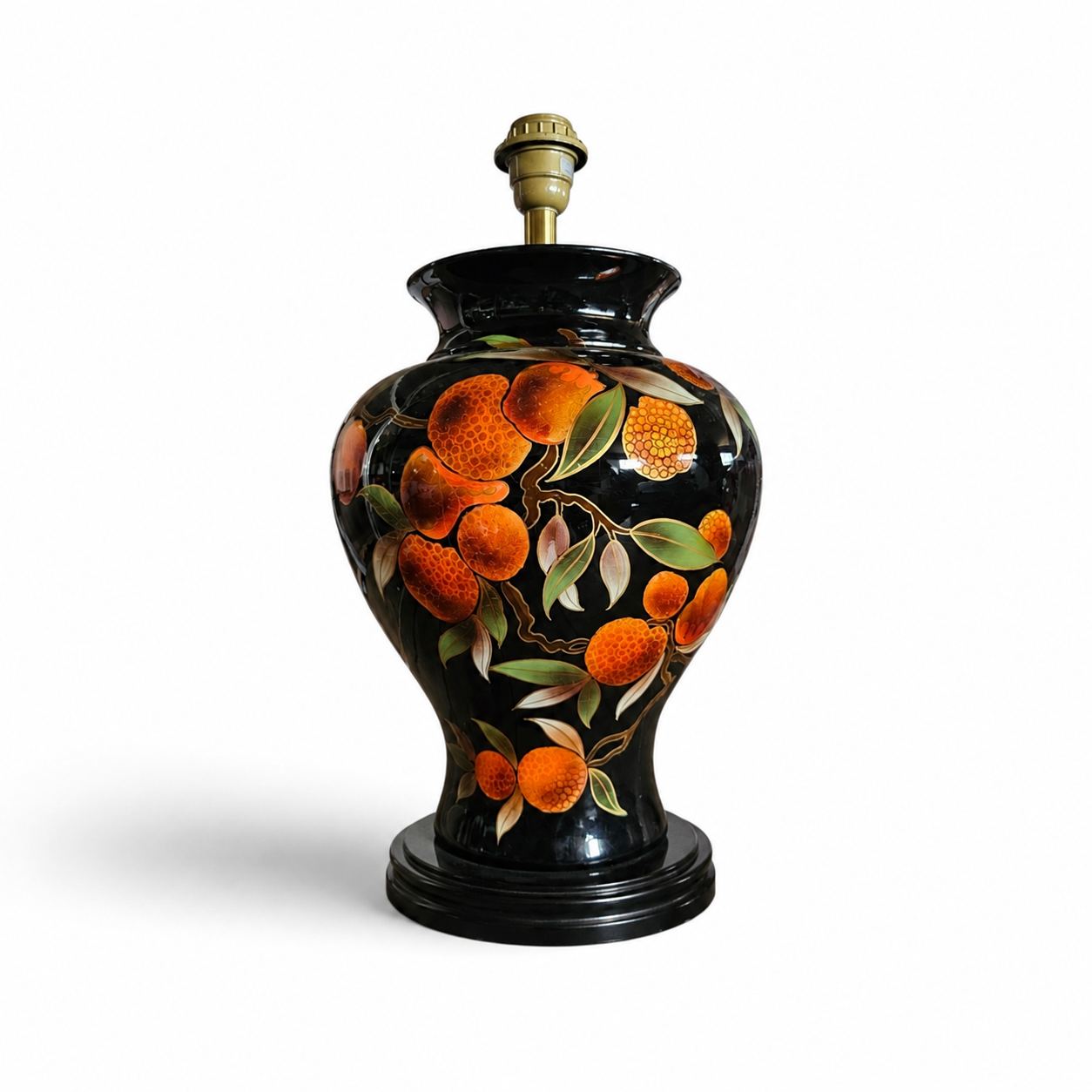Louis Drimmer ceramic vase lamp with wooden base / 1980s