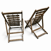 2 x  weighty solid foldable wooden colonial deckchair / deck chair / 1960s