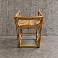 2 x rattan / bamboo stool / wicker seat / 1970s