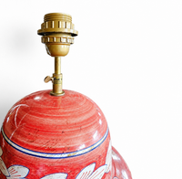 Baroque-style lamp / Decorated Sicilian ceramics / Baroque decoration on a red background