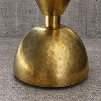 2 x Postmodern brass hammered diabolo shaped candles / height 26 cm / 1970s