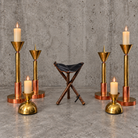 4 x Large / weighty postmodern candles / 1970s / two heights 60 - 70 cm / copper - brass