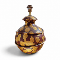 Gold decorated ceramic vase lamp by Hubert Olivier / France 1970s