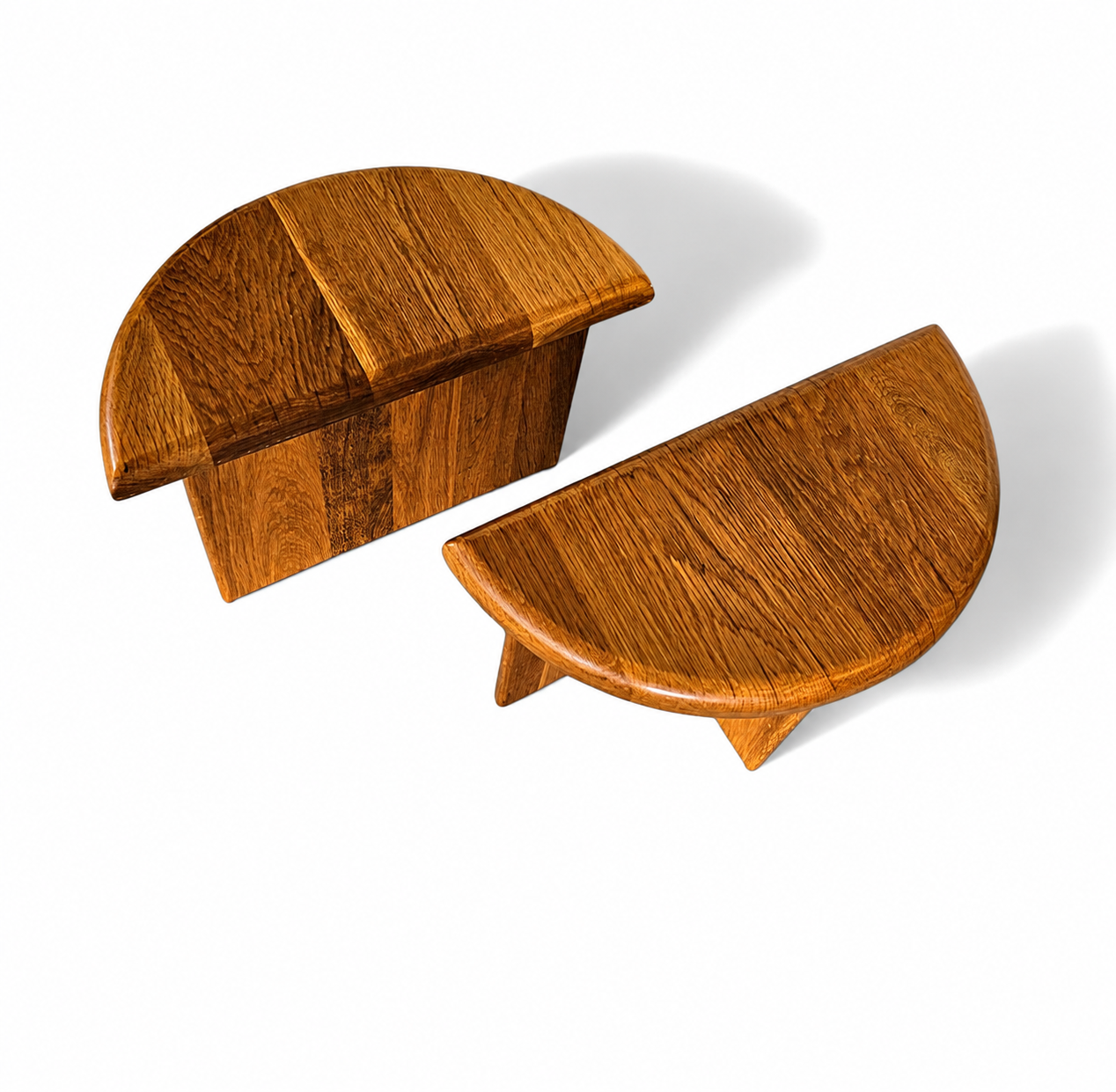 Solid oak matching side / coffee tables / 1970s