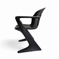 4 x Kangaroo Z-chair / Ernst Moeckl for Horn Collection 1960s / Black leather upholstery / Ernst Moeckl / Horn Collection