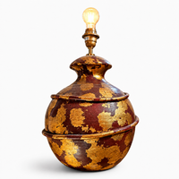 Gold decorated ceramic vase lamp by Hubert Olivier / France 1970s
