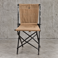 2 x English army folding chairs / canvas fabric / 1950s