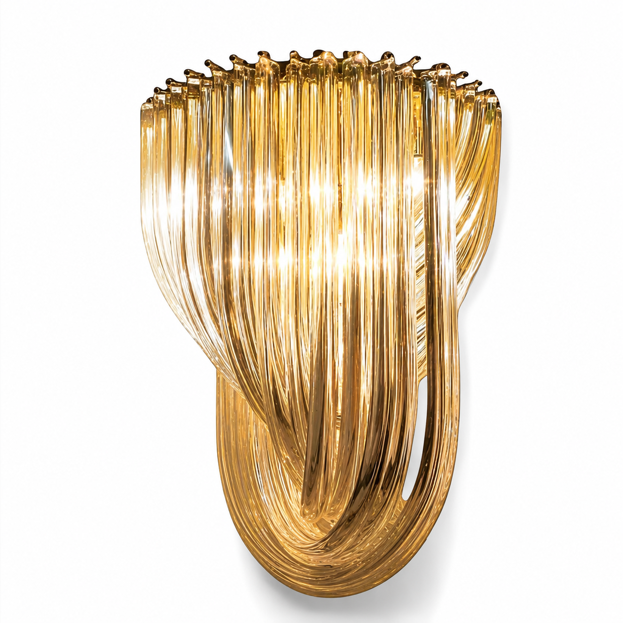Italian Venini Murano “Bluino” curve chandelier by Venini curving glass lamp