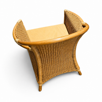 2 x Wicker and Bamboo Patio Chair / 1980s / Faux suede / Alcantara