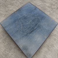 Weighty coffee table / solid iron frame / stone slate table tops / made on commission by architect Alex Vervoordt / Belgium 1990s /