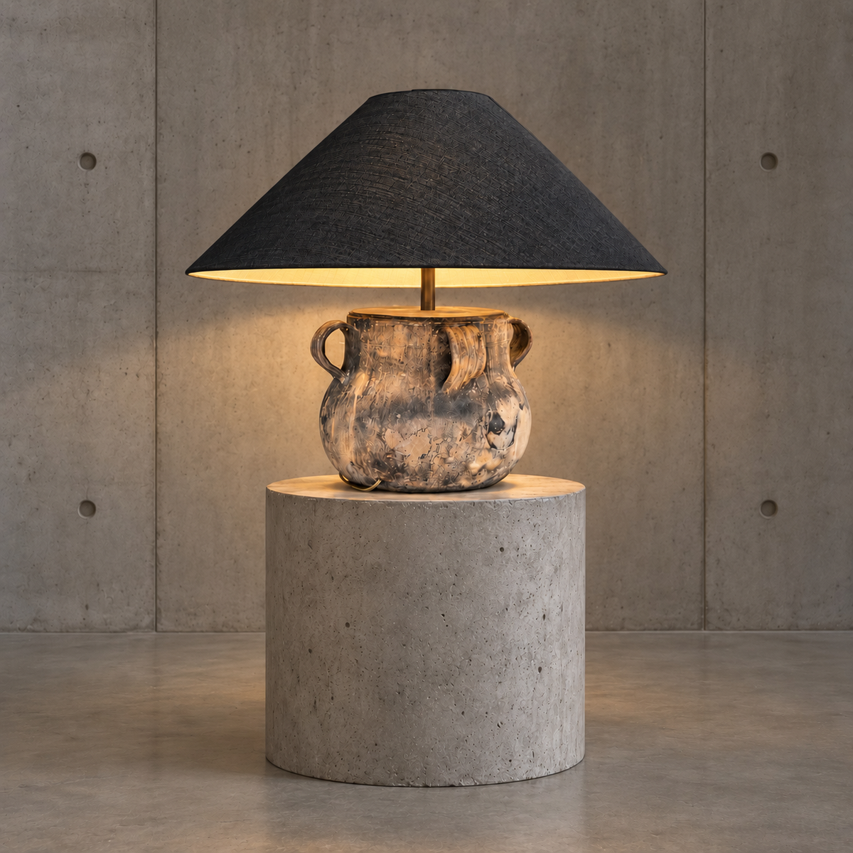 Large Vallauris vase lamp 1970s / marked