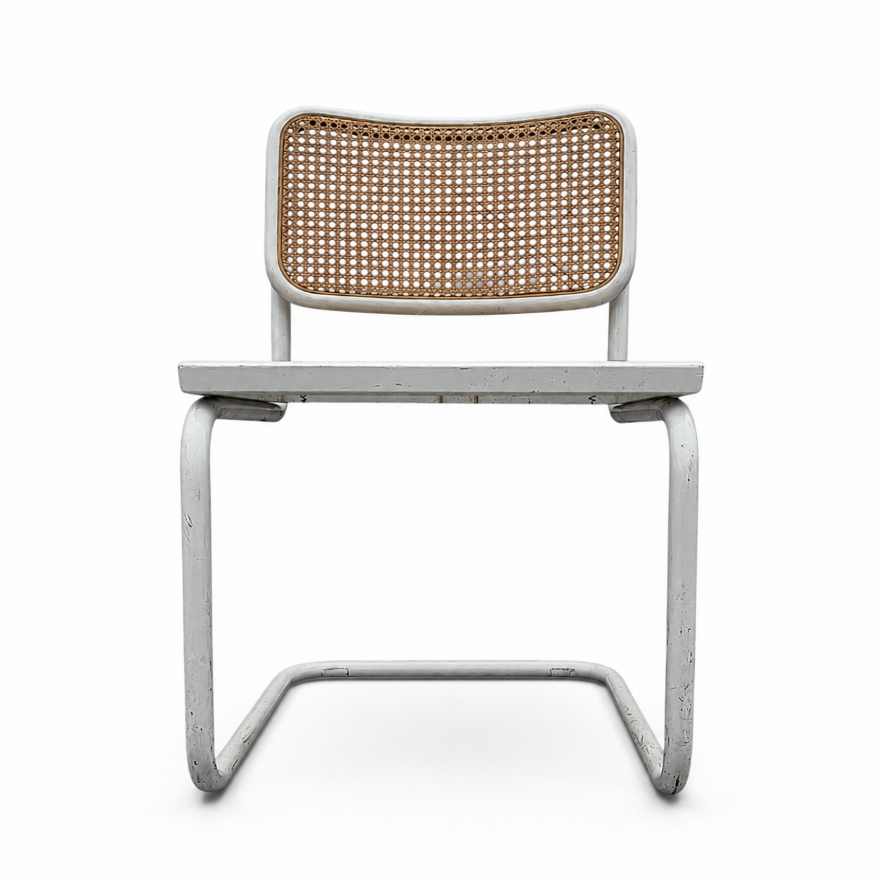 4 x cantilever white Cesca chair by Marcel Breuer B32 model / Bauhaus 1970s / made in Italy