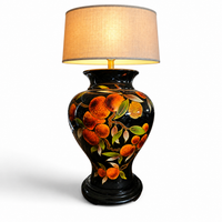 Louis Drimmer ceramic vase lamp with wooden base / 1980s