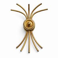 Large 5-arm metal brass painted wall sconce or candlestick featuring a sleek, minimalist mid-century design