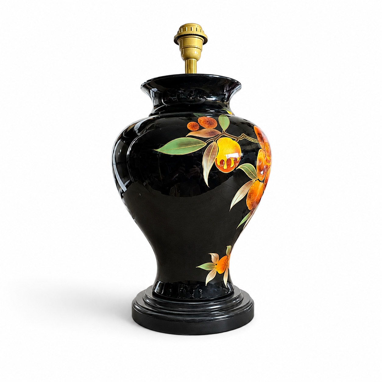 Louis Drimmer ceramic vase lamp with wooden base / 1980s
