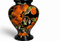 Louis Drimmer ceramic vase lamp with wooden base / 1980s