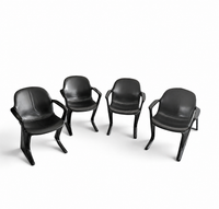 4 x Kangaroo Z-chair / Ernst Moeckl for Horn Collection 1960s / Black leather upholstery / Ernst Moeckl / Horn Collection
