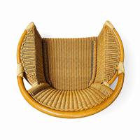 2 x Wicker and Bamboo Patio Chair / 1980s / Faux suede / Alcantara