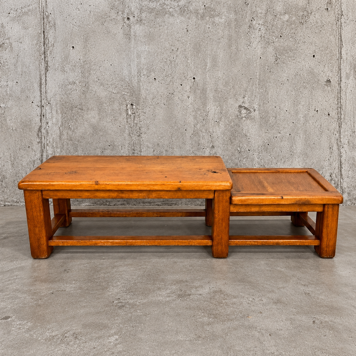 Frenche brutalist oak sidetable in 2 heights / 1950s