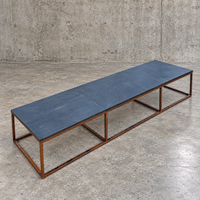 Weighty coffee table / solid iron frame / stone slate table tops / made on commission by architect Alex Vervoordt / Belgium 1990s /