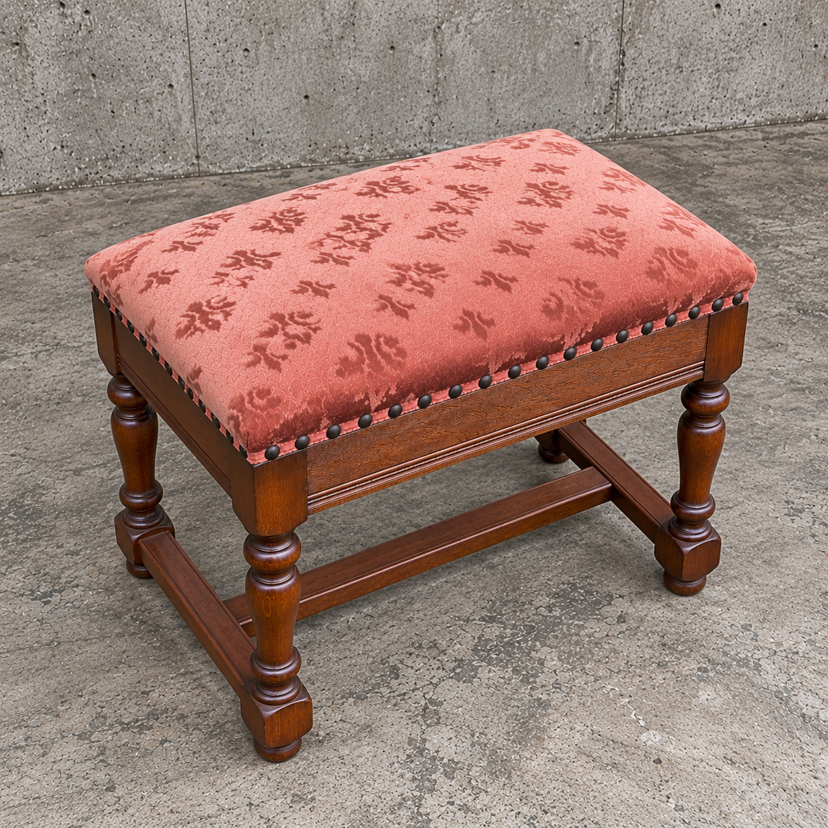 4 x Stool benche / Château Style Louis XIV French /Catalan Vintage Velvet Upholstery / 1950s