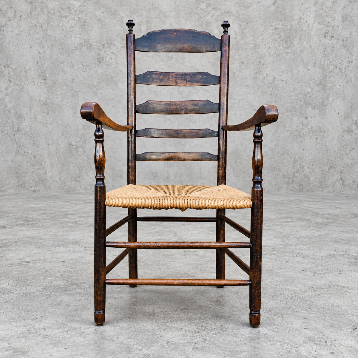 Early 20 th Century Handcrafted and Carved highback / Ladder Back Chairs /