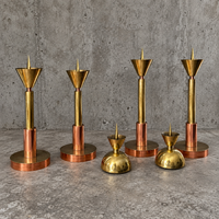 4 x Large / weighty postmodern candles / 1970s / two heights 60 - 70 cm / copper - brass