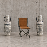 2 x English army folding chairs / canvas fabric / 1950s