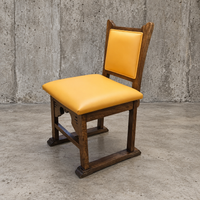 4 x oak brutalist dining chairs / side chairs / leather / 1960s