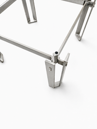 Brutalist coffee table / metal glass / 1980s / weighty