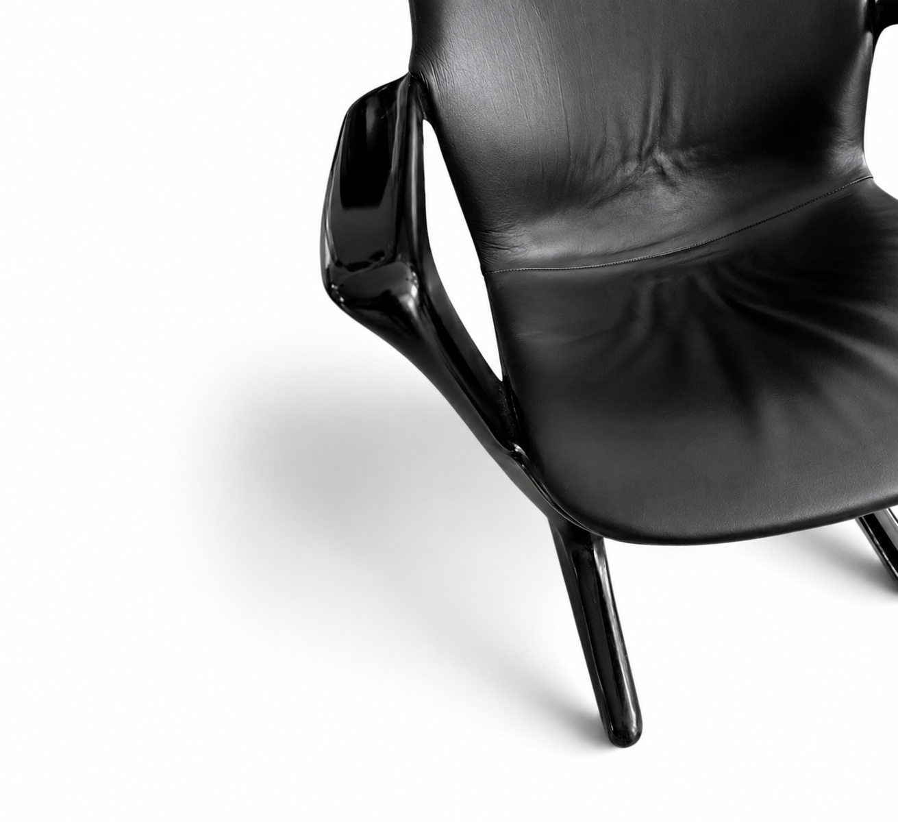 4 x Kangaroo Z-chair / Ernst Moeckl for Horn Collection 1960s / Black leather upholstery / Ernst Moeckl / Horn Collection