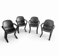 4 x Kangaroo Z-chair / Ernst Moeckl for Horn Collection 1960s / Black leather upholstery / Ernst Moeckl / Horn Collection