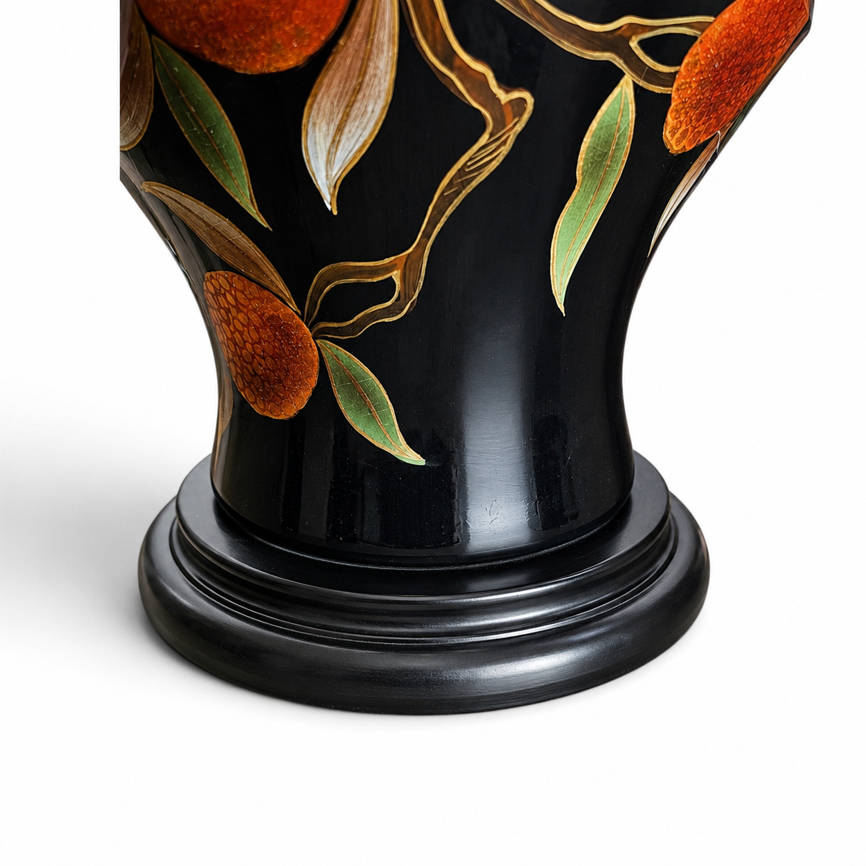 Louis Drimmer ceramic vase lamp with wooden base / 1980s