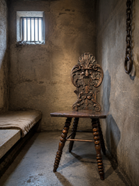Swiss Alpine Hall / Side chair / Fratzenstuhl / Hardwood chair on turned legs and a carved backrest in the form of a mask / 1930s
