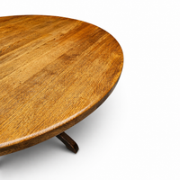 solid oak dining table / also known as a monastery table / with a sturdy central pedestal / Its heavy-duty construction