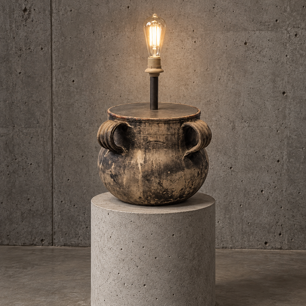 Large Vallauris vase lamp 1970s / marked