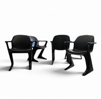 4 x Kangaroo Z-chair / Ernst Moeckl for Horn Collection 1960s / Black leather upholstery / Ernst Moeckl / Horn Collection