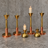 4 x Large / weighty postmodern candles / 1970s / two heights 60 - 70 cm / copper - brass