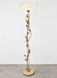 2 x floorlamp / botanic / floral metal decoration / 1970s /
