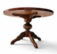 solid oak dining table / also known as a monastery table / with a sturdy central pedestal / Its heavy-duty construction