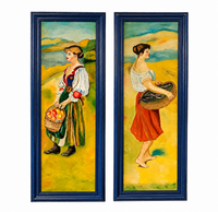 50 x 130 cm naive paintings 70s