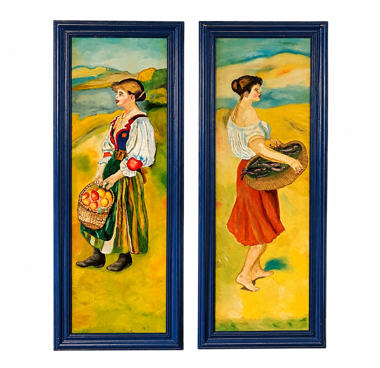 50 x 130 cm naive paintings 70s
