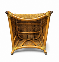 2 x Wicker and Bamboo Patio Chair / 1980s / Faux suede / Alcantara